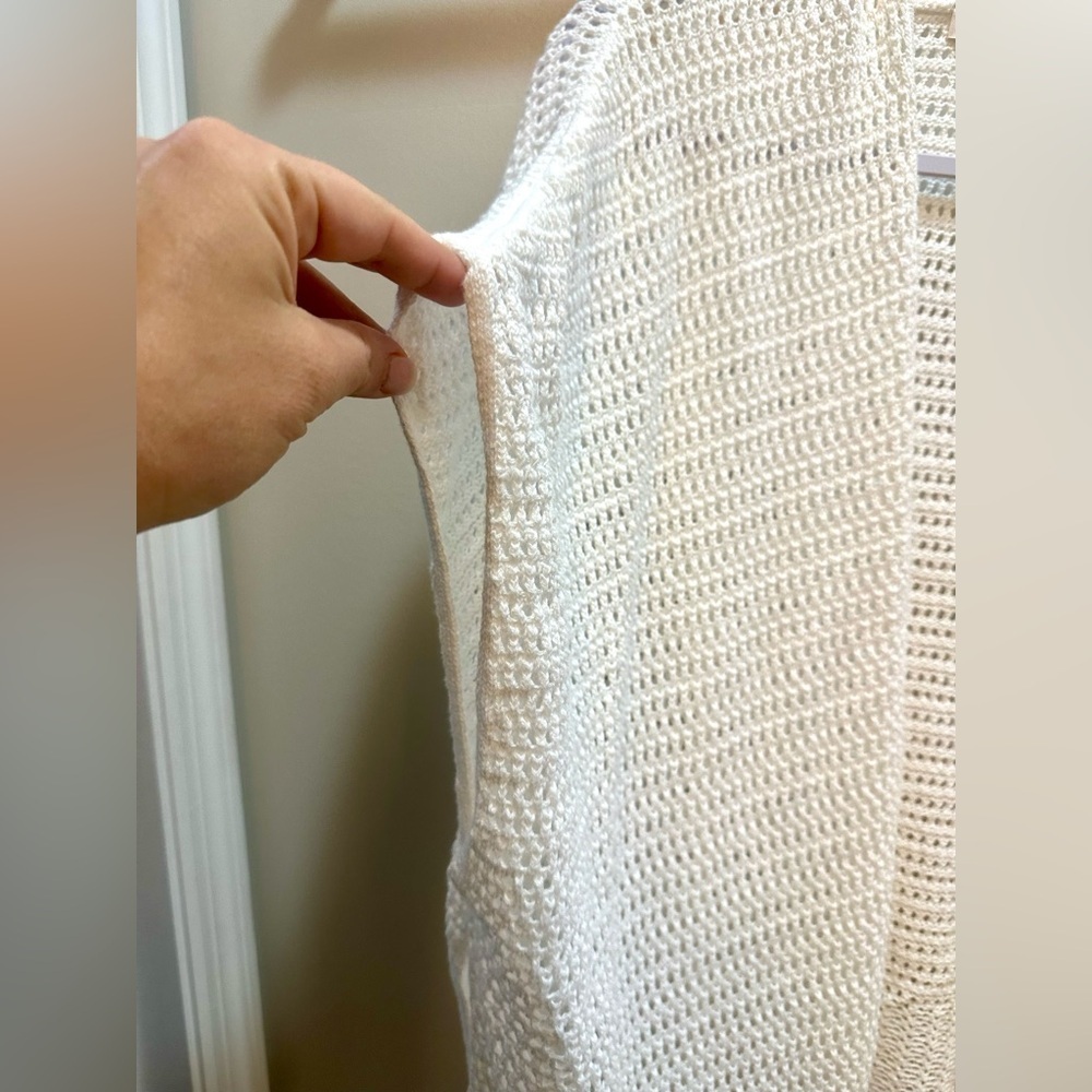 J.Crew Factory Open Knit Shrug Cardigan in White Cotton OS - Picture 3 of 7